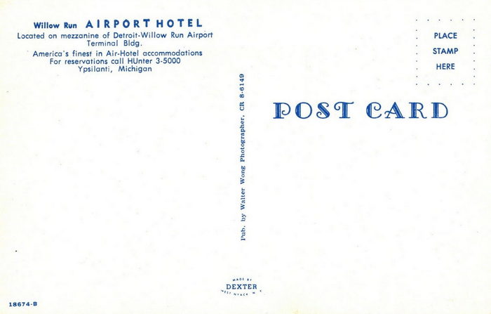 Willow Run Airport - Old Postcard